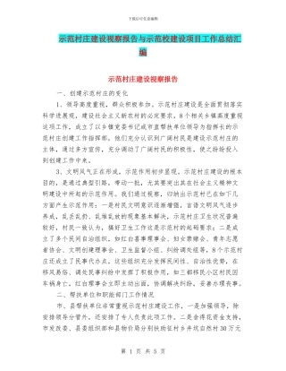示范村庄建设视察报告与示范校建设项目工作总结汇编