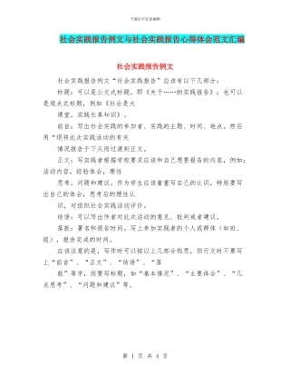 社会实践报告例文与社会实践报告心得体会范文汇编