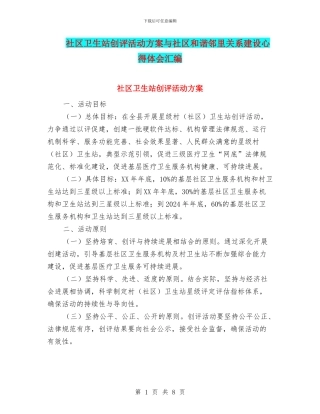 社区卫生站创评活动方案与社区和谐邻里关系建设心得体会汇编