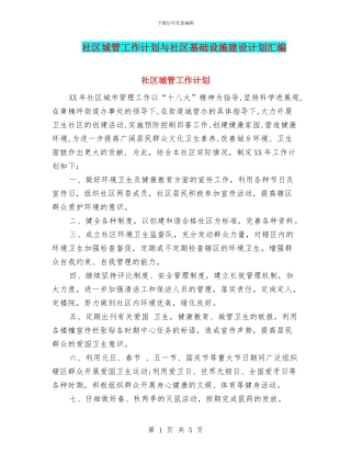 社区城管工作计划与社区基础设施建设计划汇编