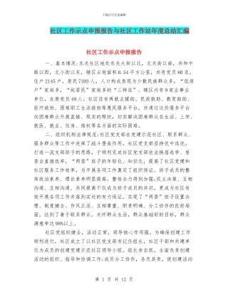 社区工作示点申报报告与社区工作站年度总结汇编