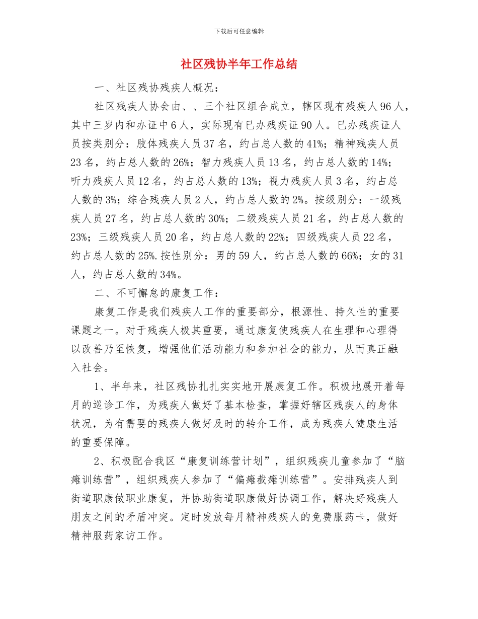 社区服务站个人工作总结与社区残协半年工作总结汇编_第3页
