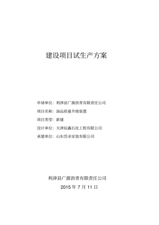 完整版加制氢建设项目试生产方案-