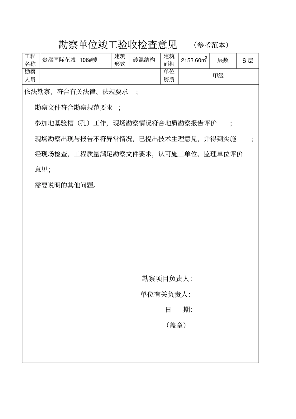 完整版勘察单位竣工验收检查意见_第2页