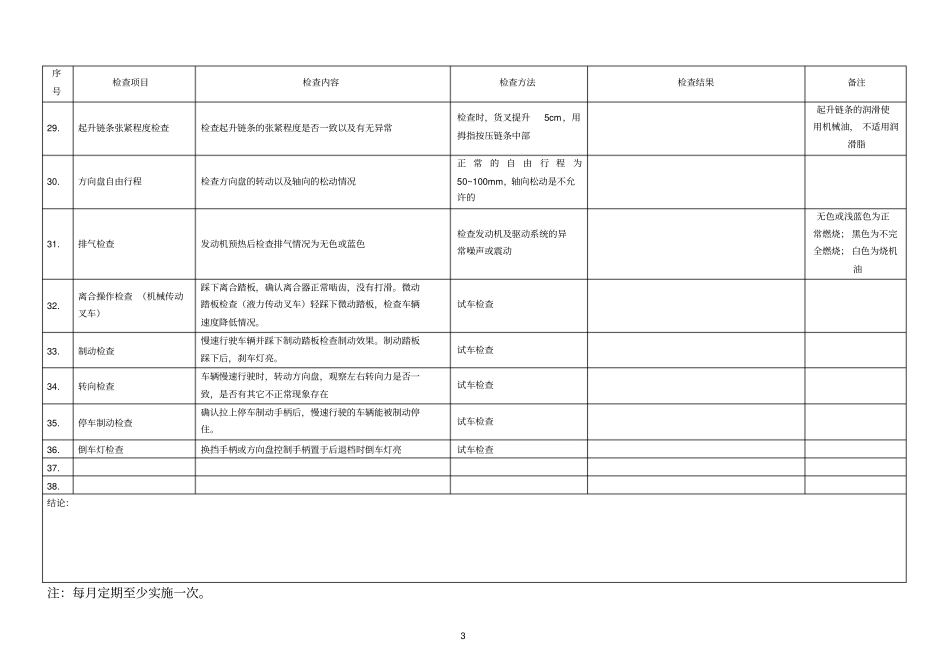 完整版叉车定期自行检查记录表_第3页