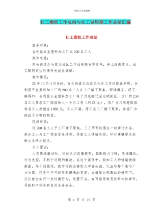 社工维权工作总结与社工试用期工作总结汇编