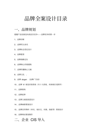 完整版品牌全案设计目录汇总
