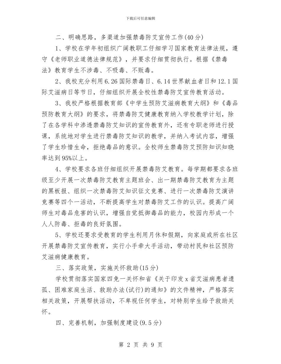 禁毒防艾工作自检自查报告与禁烟英语演讲稿汇编_第2页
