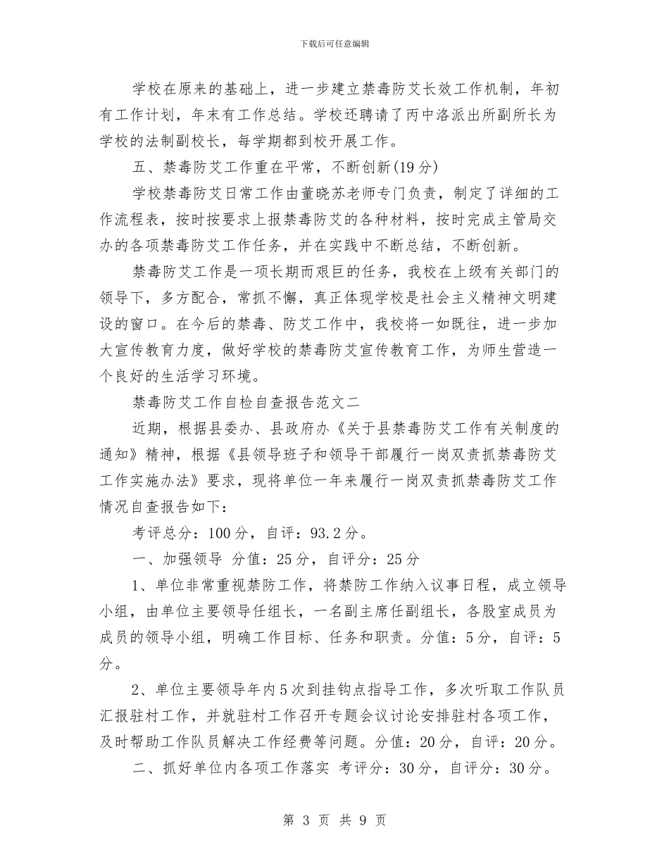 禁毒防艾工作自检自查报告与禁烟英语演讲稿汇编_第3页