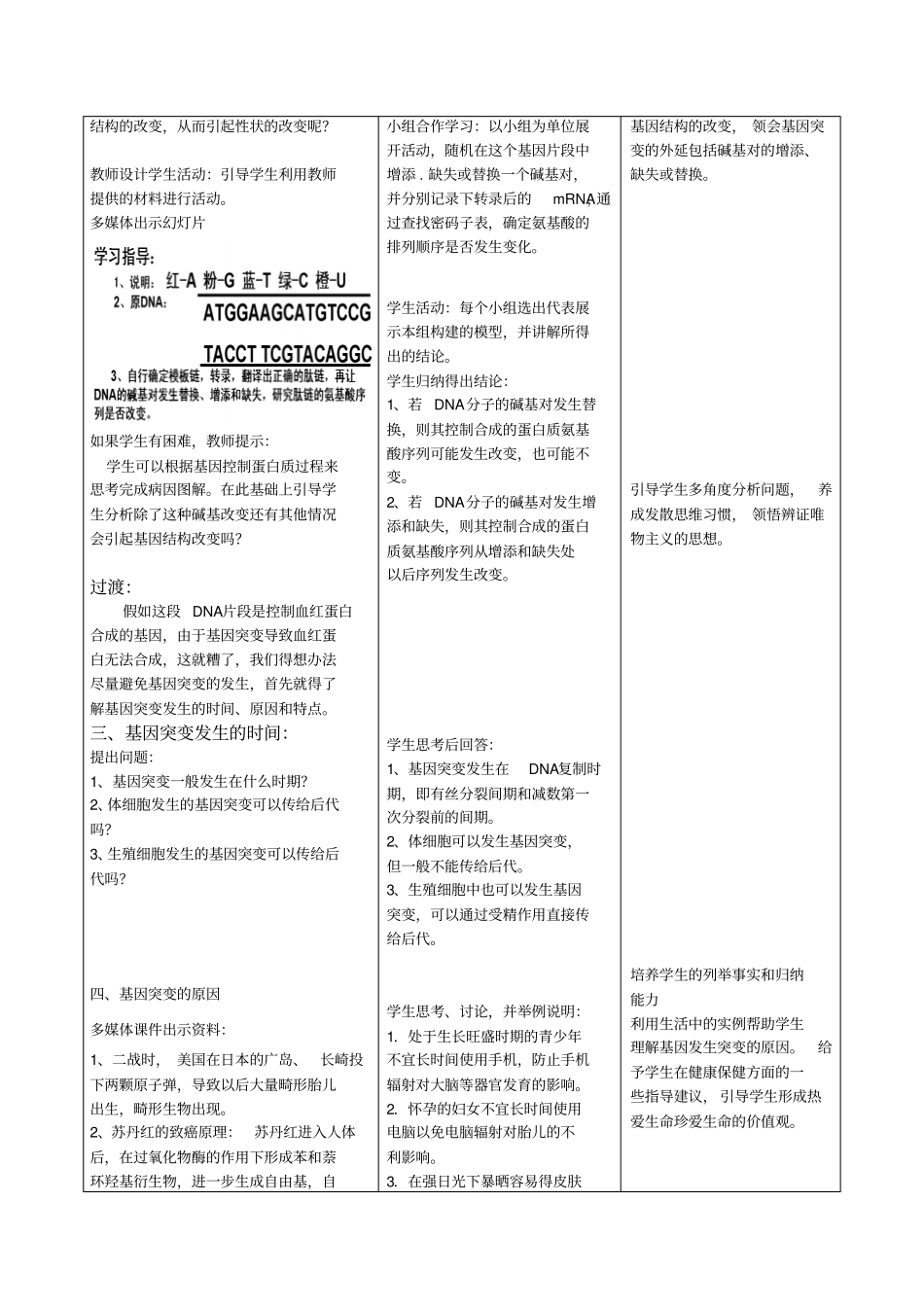 完整版基因突变——教学设计_第3页