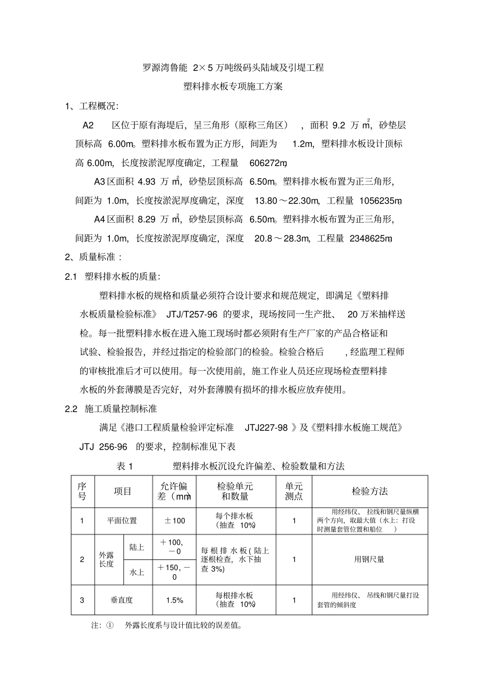 完整版塑料排水板施工专项方案_第1页