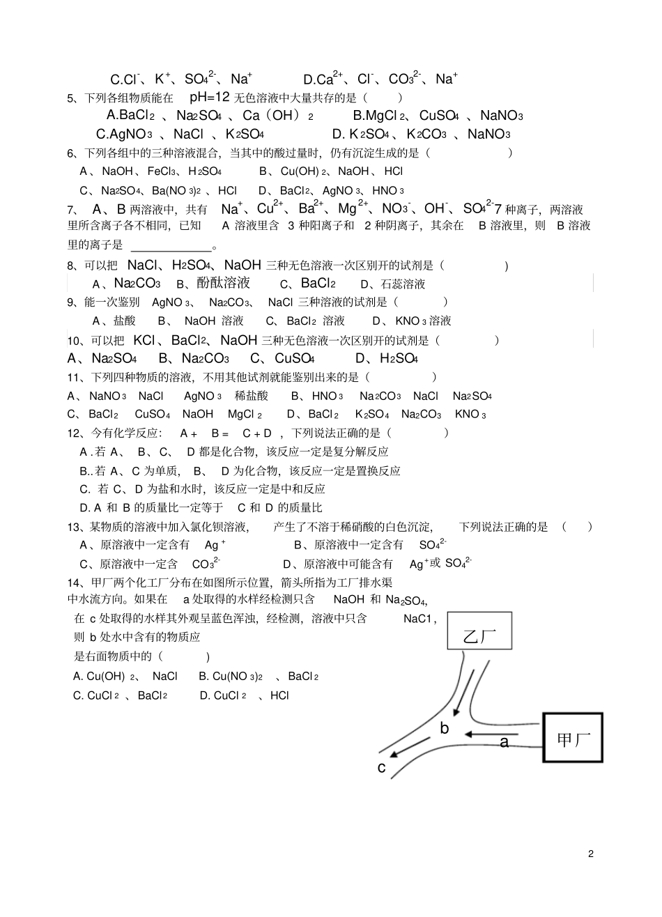 完整版复分解反应专题练习_第2页