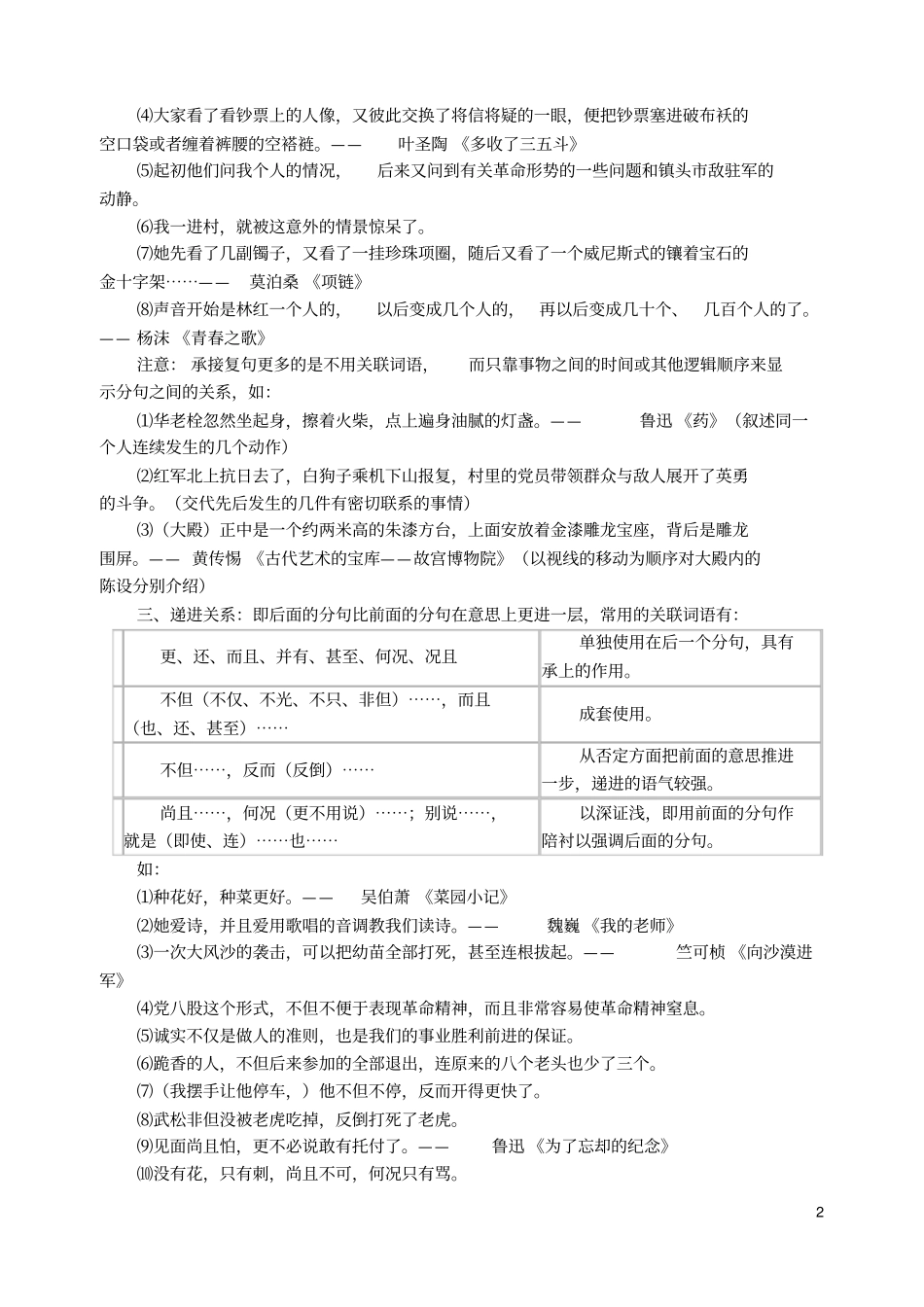 完整版复句的类型及关联词_第2页