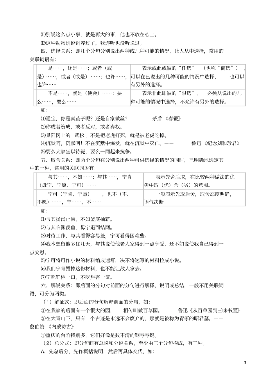 完整版复句的类型及关联词_第3页