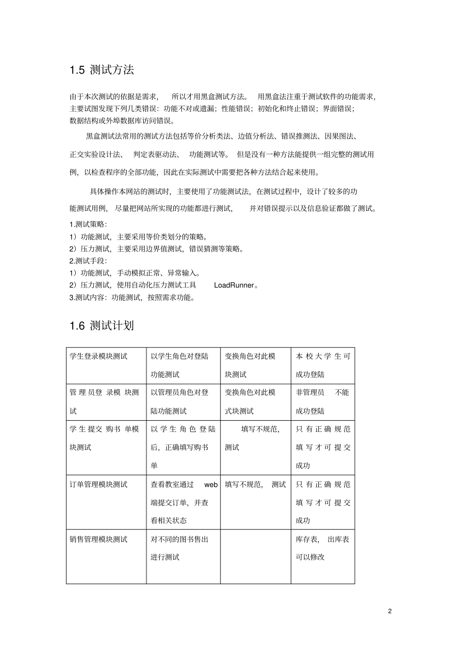 完整版学校教材订购系统测试报告文档良心出品_第2页