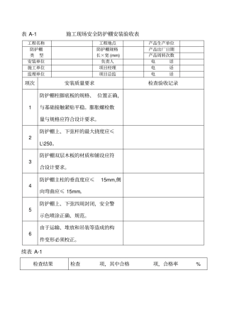 完整版安全防护设施验收表