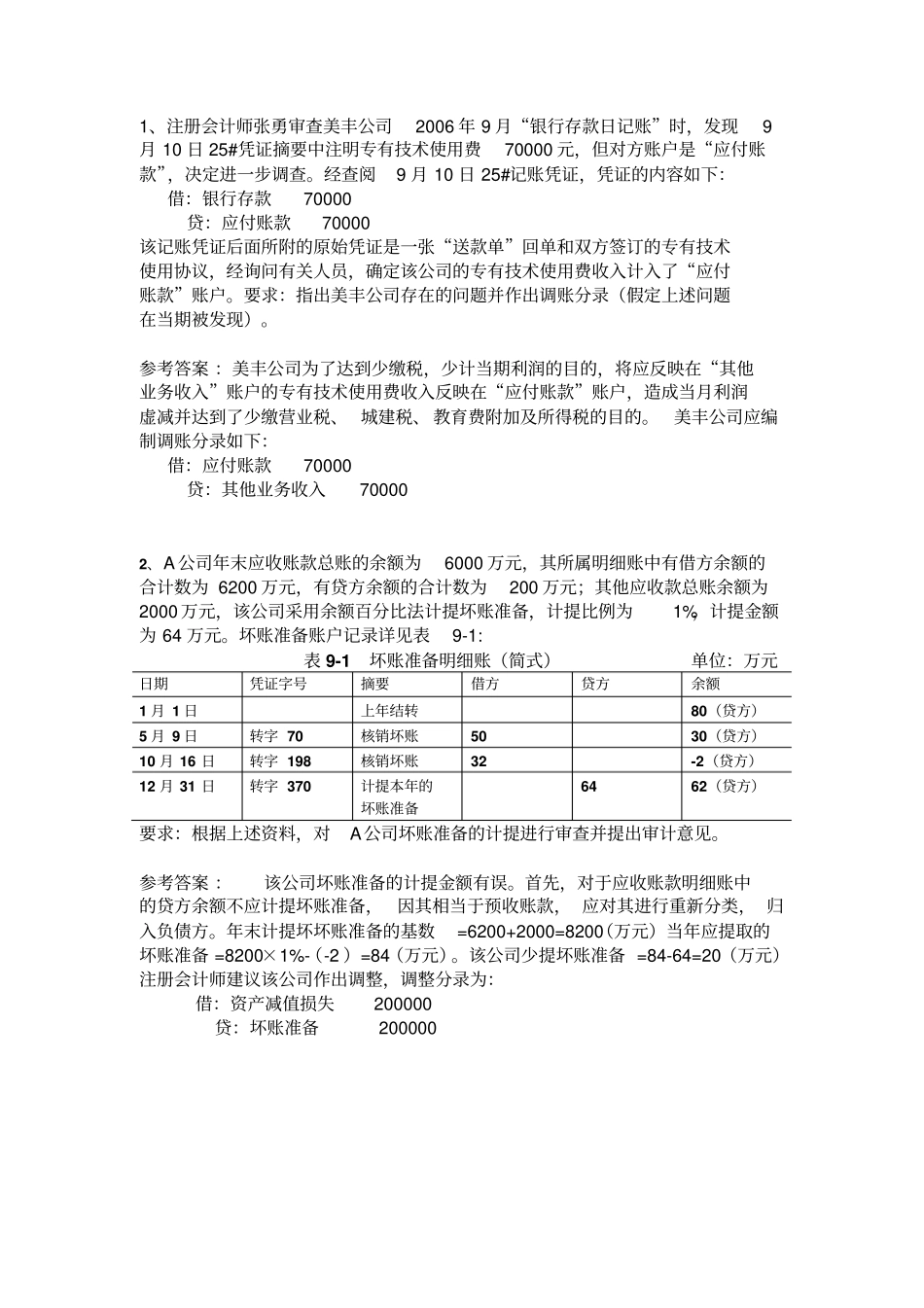 完整版审计业务题_第1页