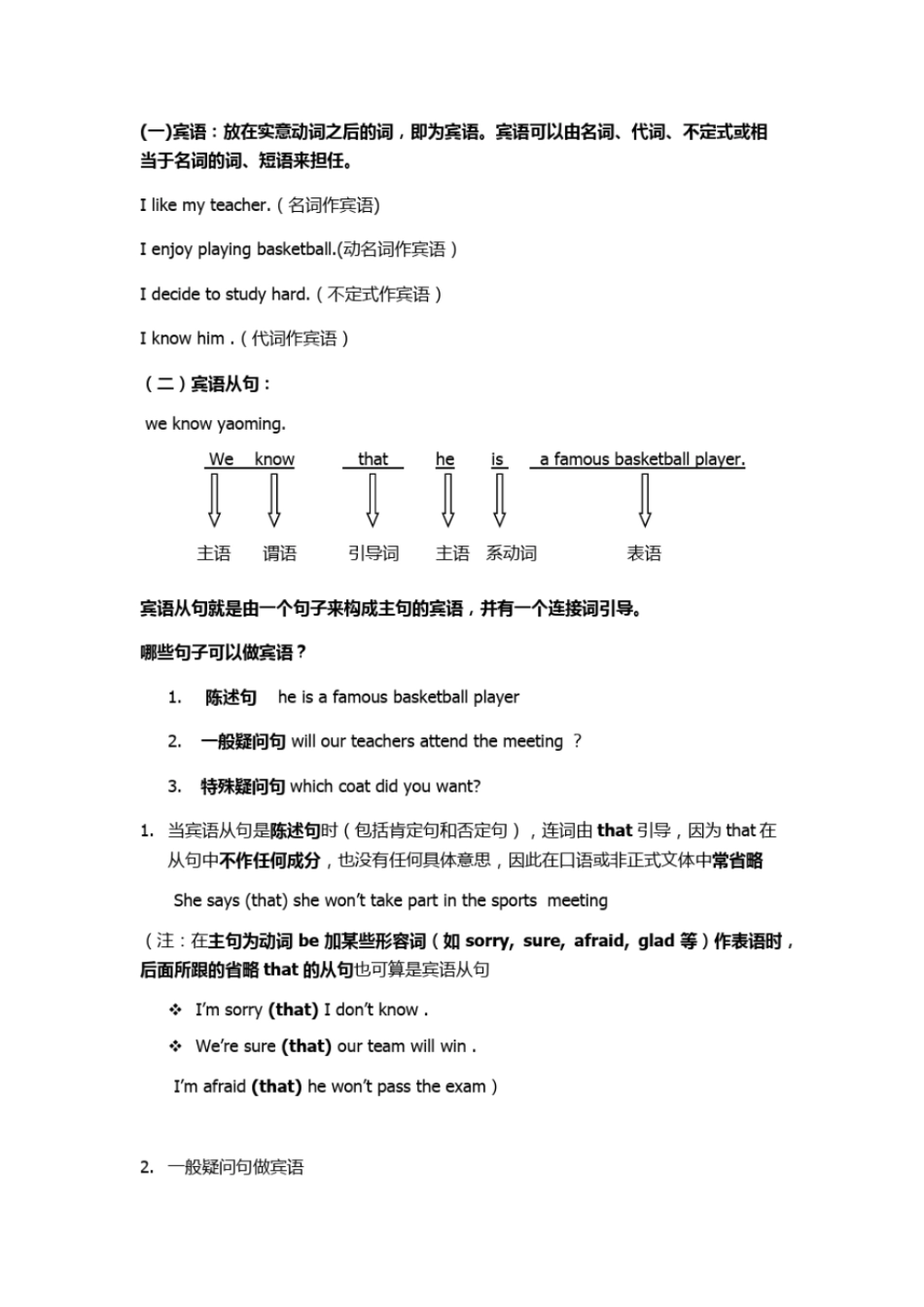 完整版宾语从句最简单的讲法_第1页