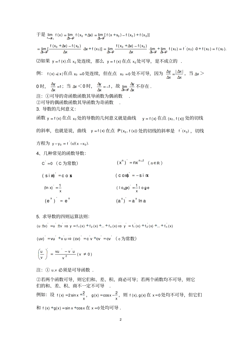 完整版导数知识点总结_第2页