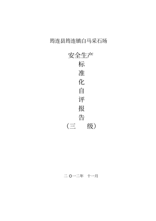 完整版小型露天采石场安全标准化自评报告