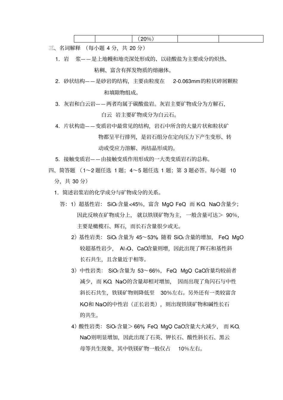 完整版岩石学试卷参考答案_第3页
