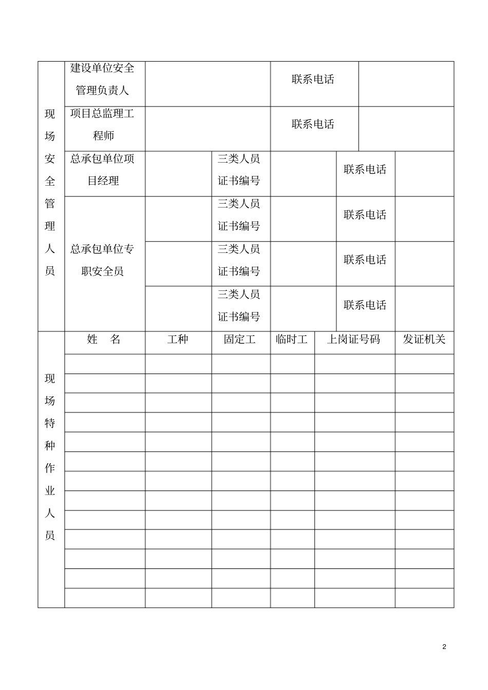 完整版建设工程开工安全生产措施备案表_201702271723279749680文档良心出品_第2页