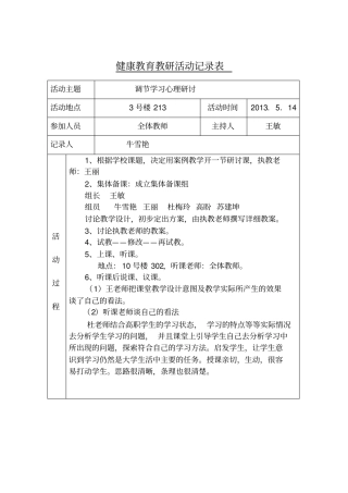 完整版心理健康教育教研活动记录表-3文档良心出品