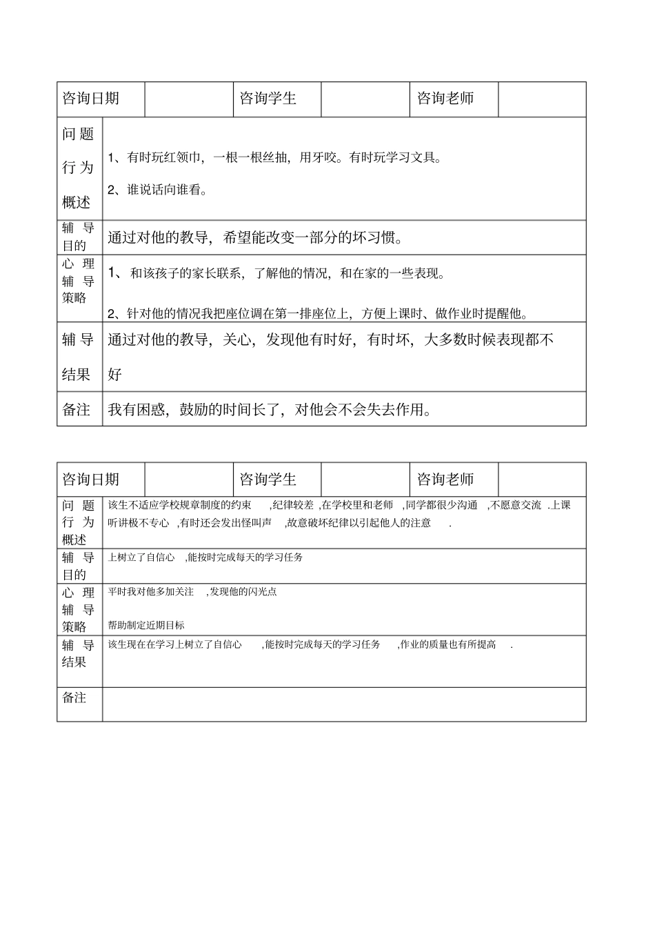 完整版心理咨询记录表_第2页