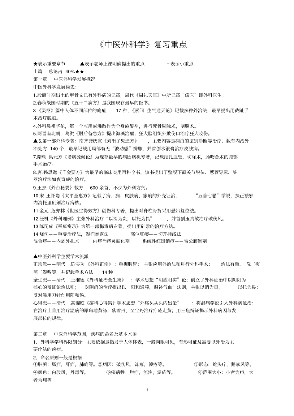 完整版必看：中医外科学重点_第1页