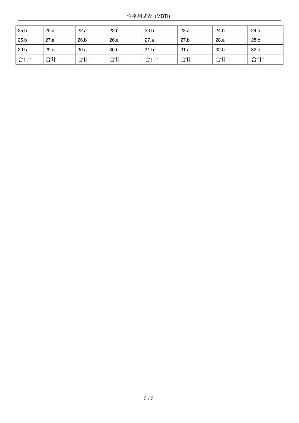 完整版性格测试表MBTI_第3页