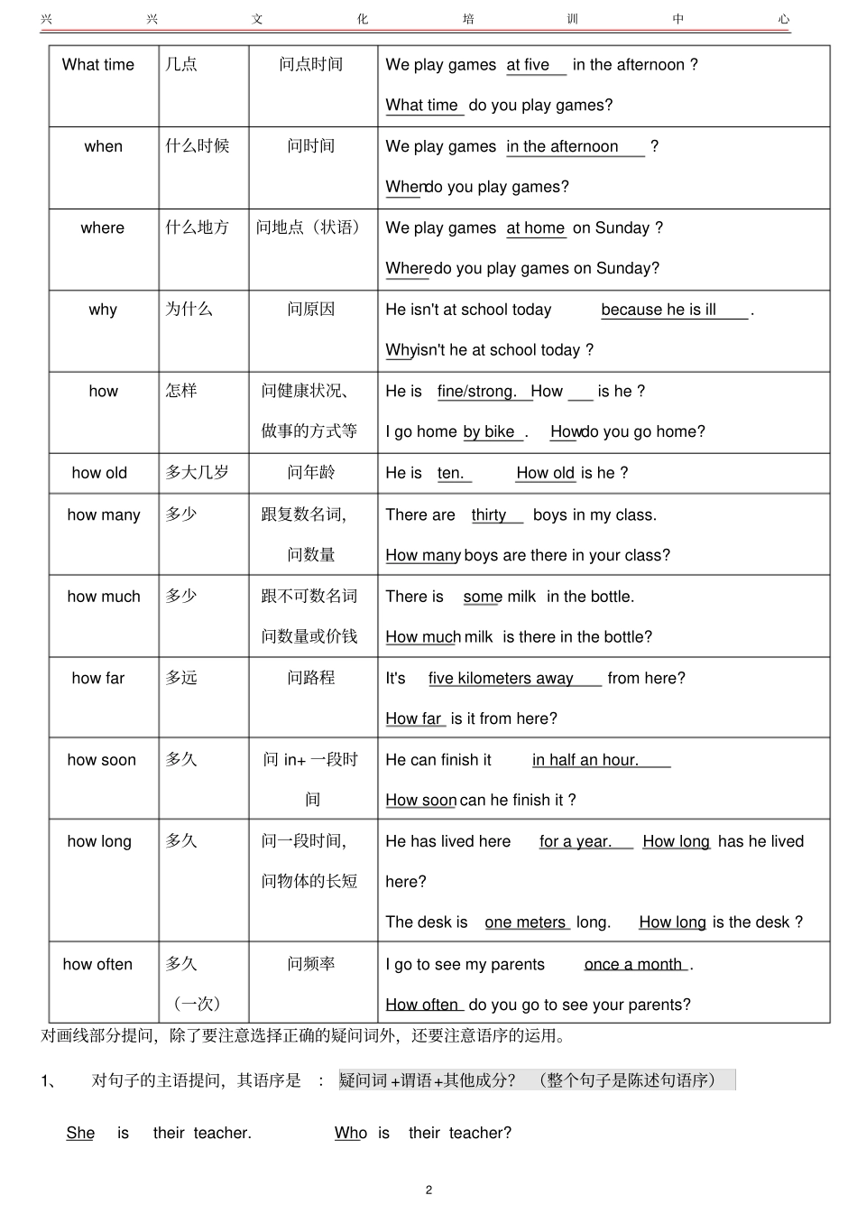 完整版总结特殊疑问句文档良心出品_第2页