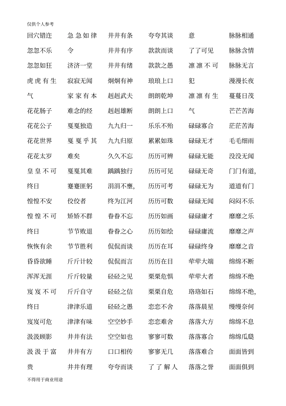 完整版成语AABC式大全_第2页