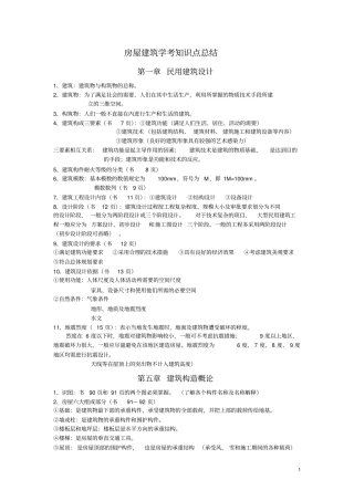 完整版房屋建筑学考试知识点总结