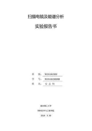 完整版扫描电镜及能谱分析—南理工文档良心出品