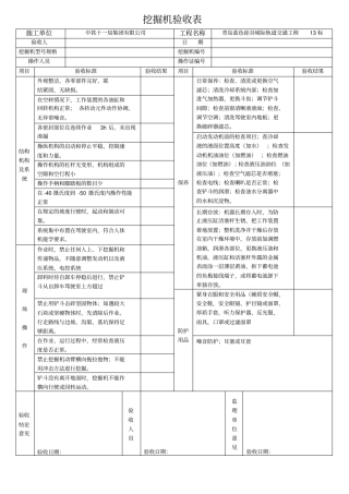 完整版挖掘机验收表