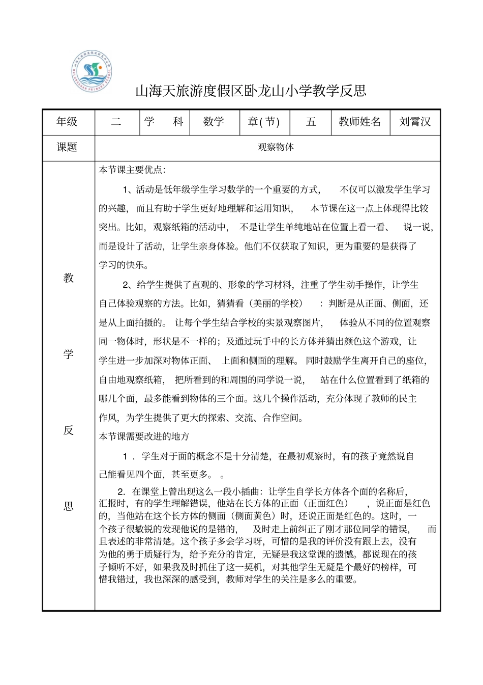 完整版教学反思模板表格_第2页