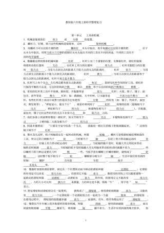 完整版教科版六年级科学上册全册知识点整理复习题答案