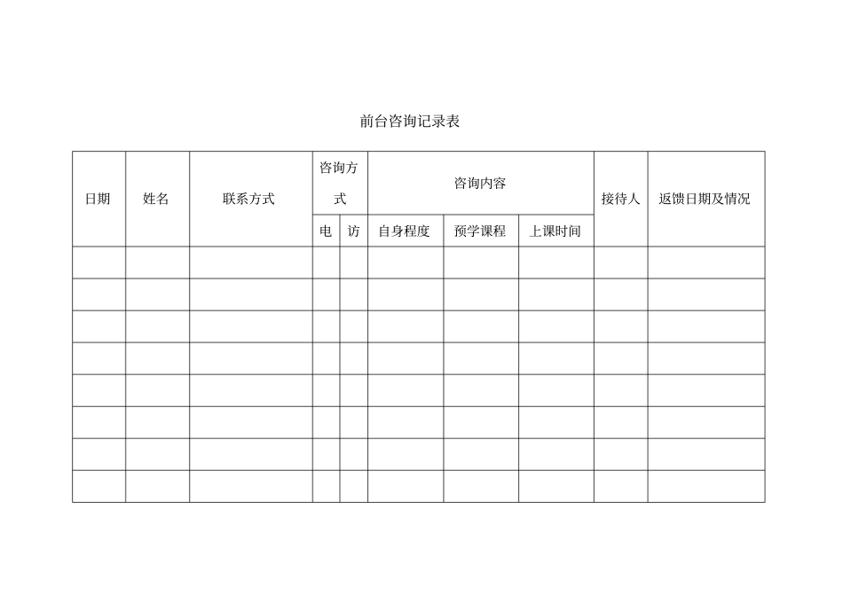 完整版教育培训机构表格_第1页