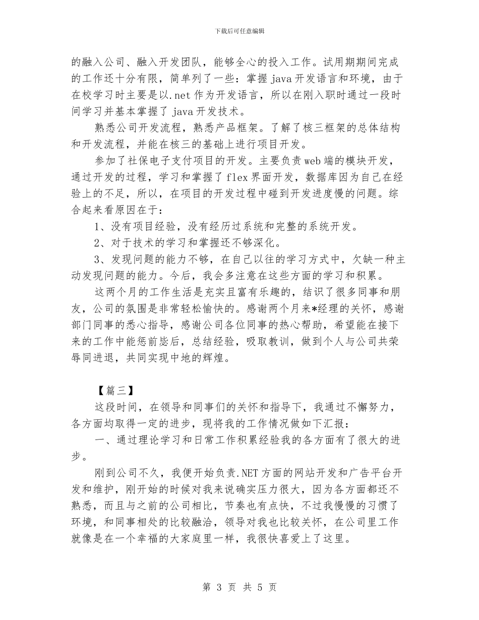 程序员试用期工作总结_第3页