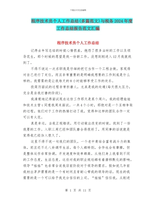 程序技术员个人工作总结与税务2024年度工作总结报告范文汇编