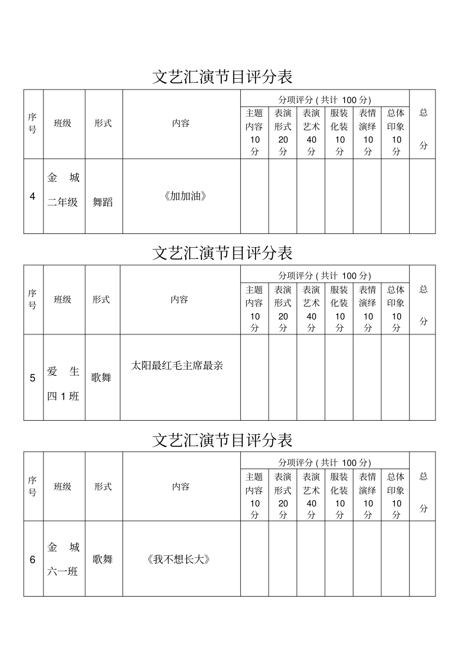 完整版文艺汇演节目评分表_第2页