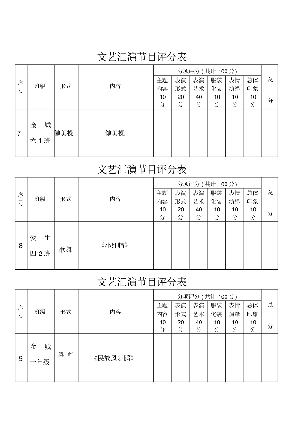 完整版文艺汇演节目评分表_第3页