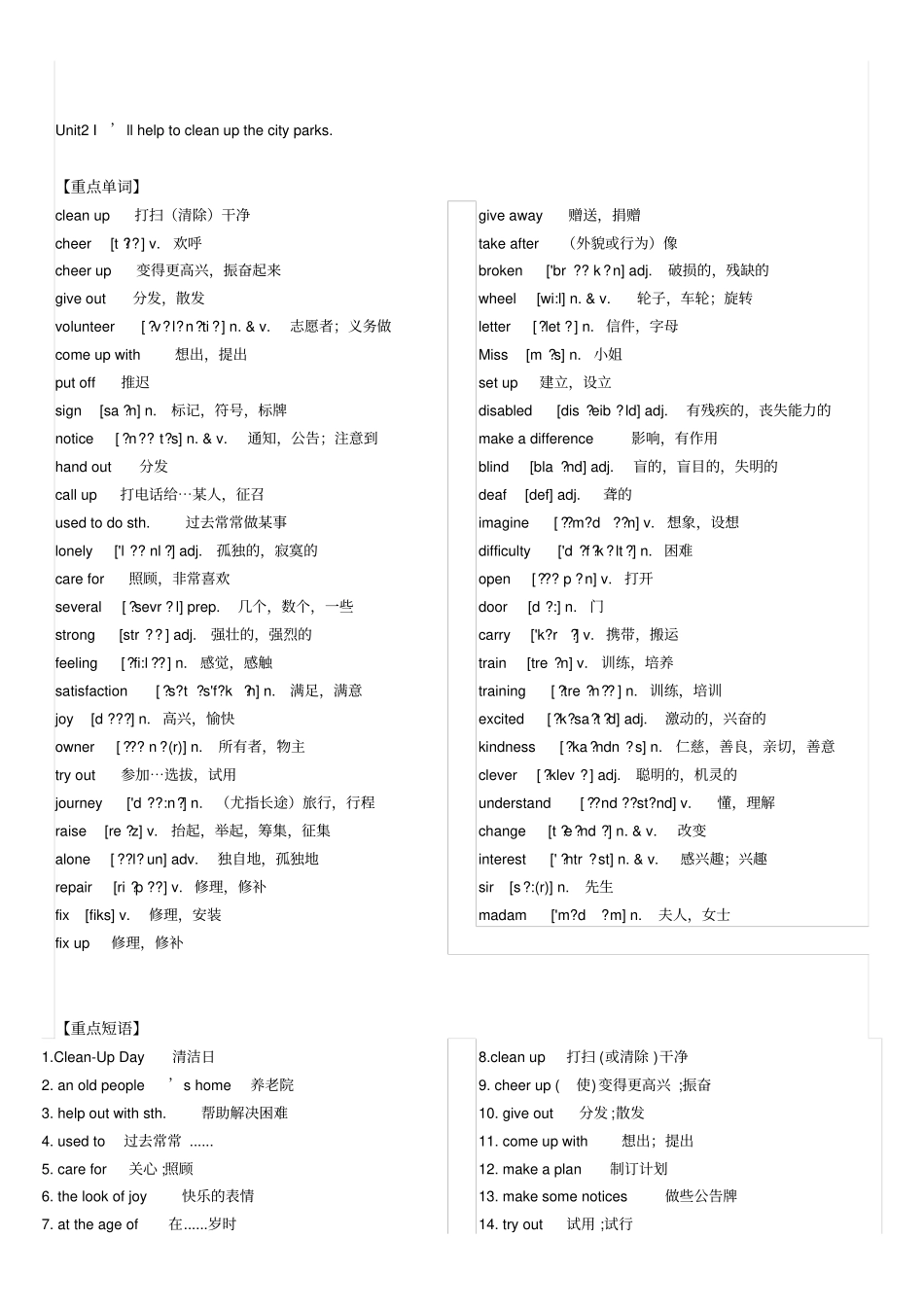 完整版新人教八年级下册英语重点单词、短语、句子_第3页