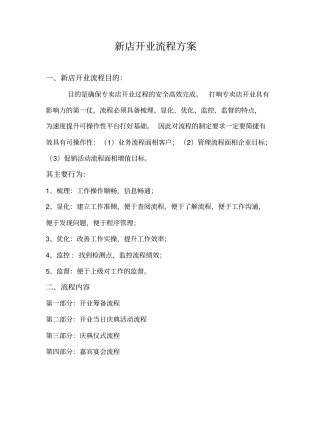 完整版新店开业流程表文档