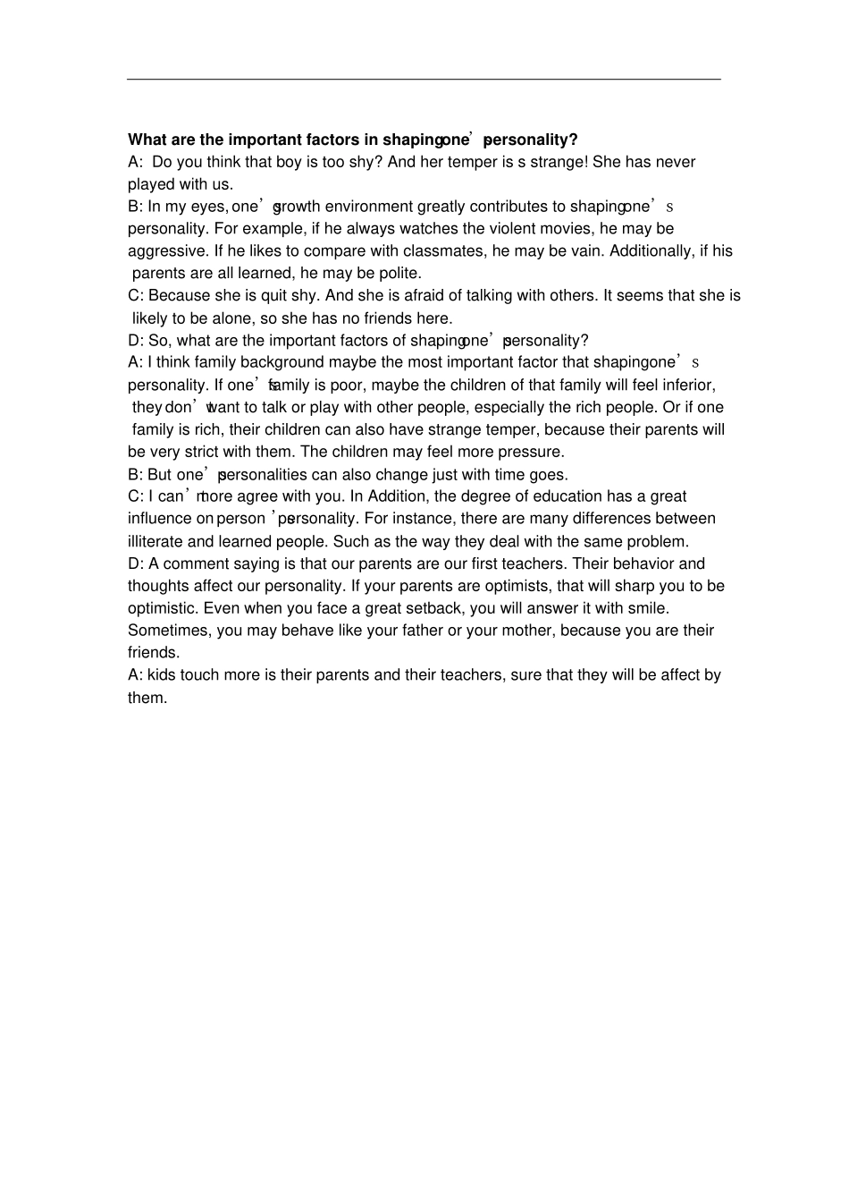 完整版新编大学英语三口语考试topic_第2页