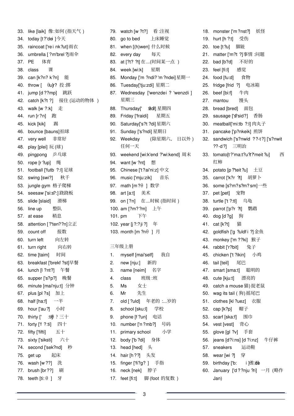 完整版新起点小学一至六年级英语单词带音标_第3页