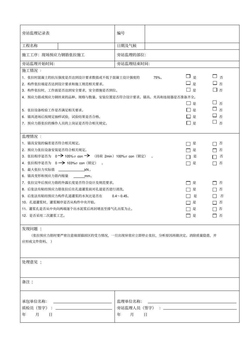 完整版旁站监理记录表新版_第2页