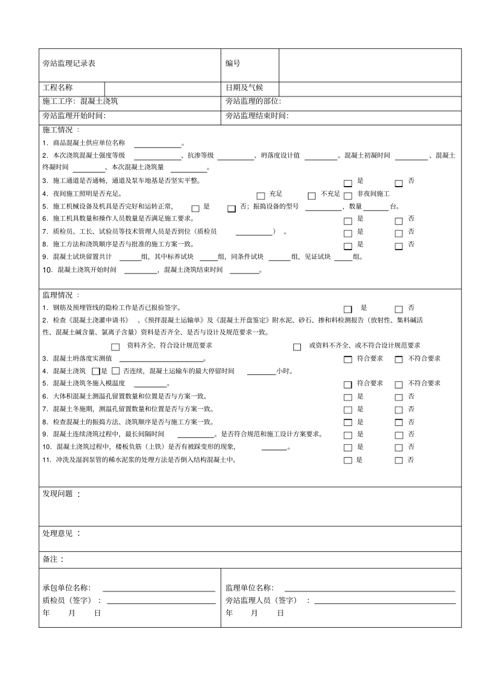 完整版旁站监理记录表新版_第3页