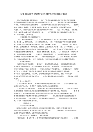 完整版无室间质量评价计划检验项目试验室间比对概述