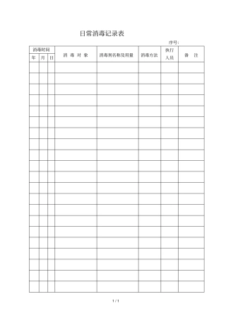 完整版日常消毒记录表